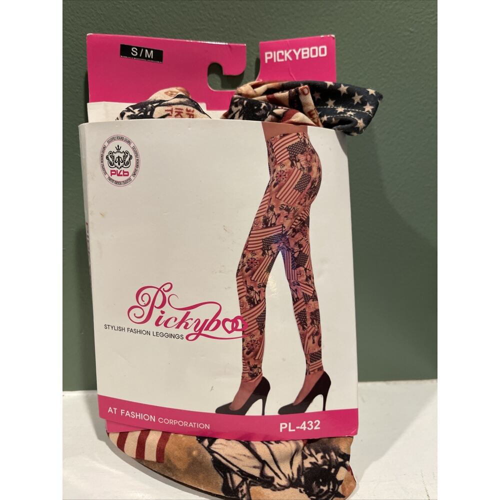 PickyBoo Stylish Fashion Leggings Pl-432 - American Flag Pattern Size S/M